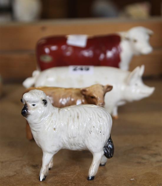 Beswick Cow, Bull, Pig & Sheep